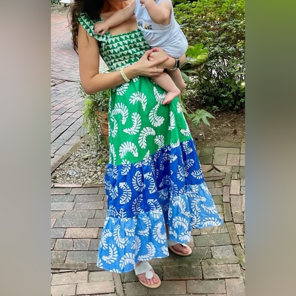 AQUA x STUDIO 186 Dress in Green and Blue